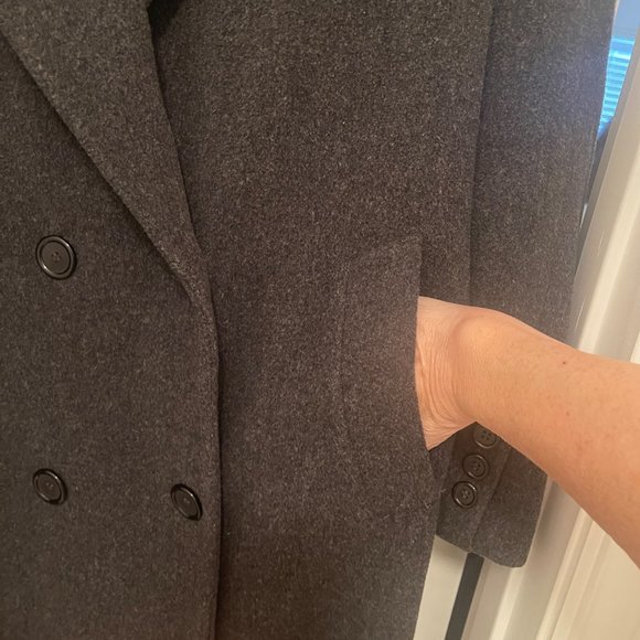Preston & York Womens Double-Breasted Charcoal Wool Coat Size 14 - Picture 8 of 15